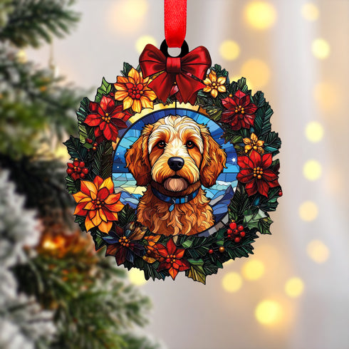 Cockapoo Golden Wreath Christmas Decoration